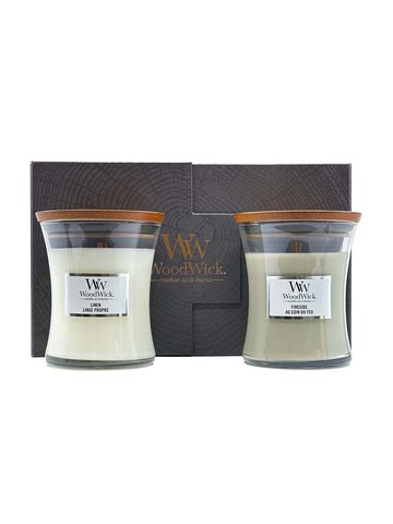 WW0080 Woodwick 2 Medium Hourglass Gift Set 2x Fireside & Linen 275 g-1